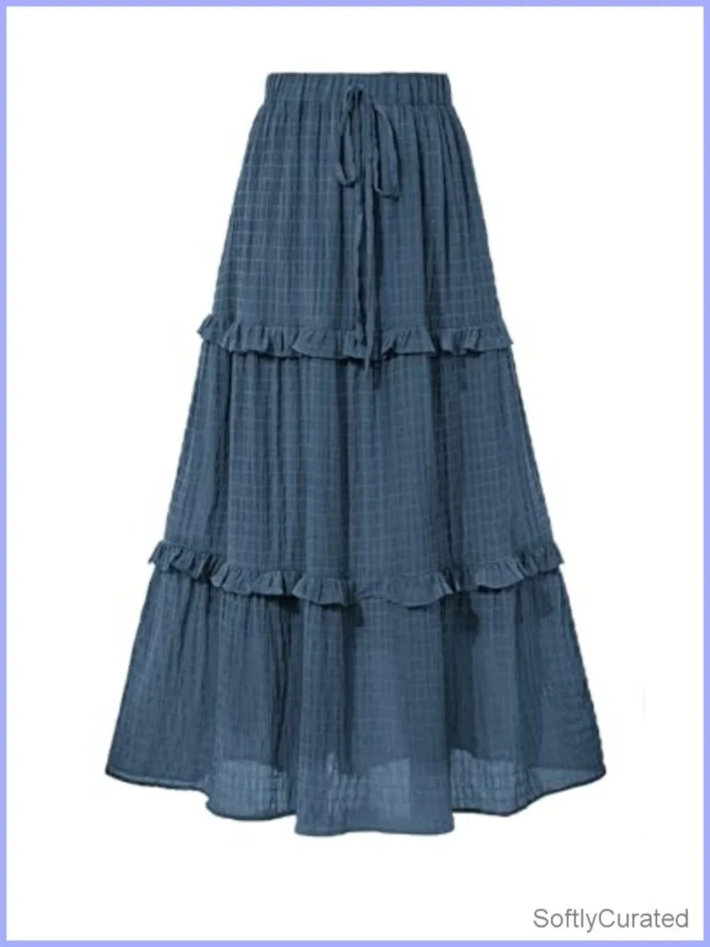 Elegant Flared A-Line Midi Skirt with Drawstring High Waist